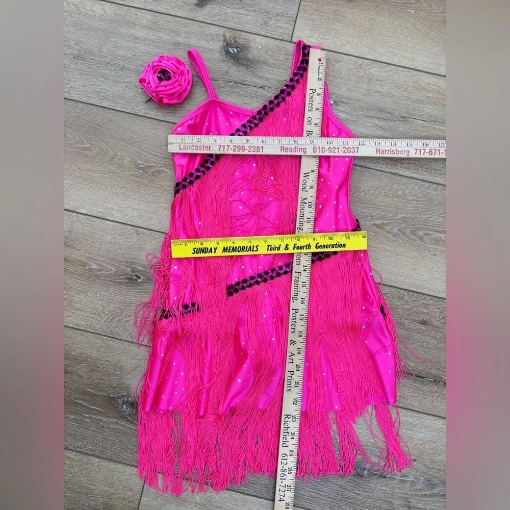 Revolution Dancewear Next To Me Hot Pink Dress Fringe Size MC Flapper Pageant